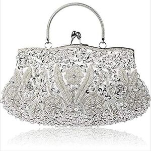 Silver Embellished Women's Clutch